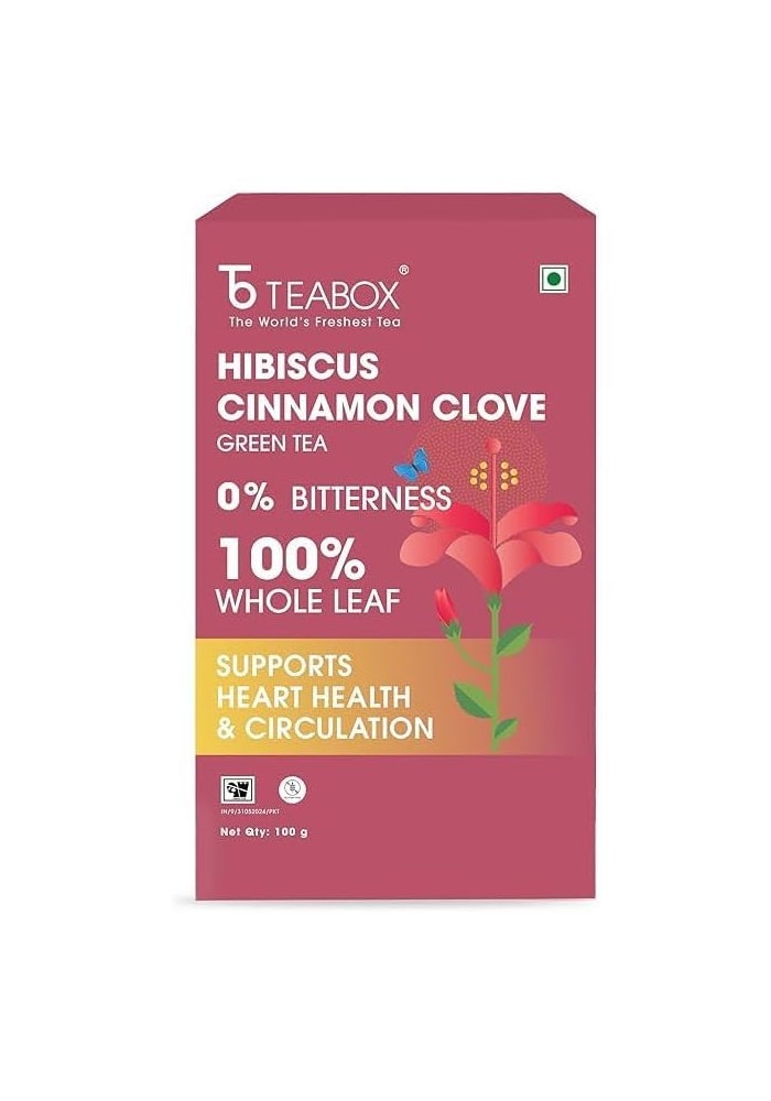 Teabox Hibiscus Cinnamon Clove Green Tea - 100g Loose Tea - Image 1
